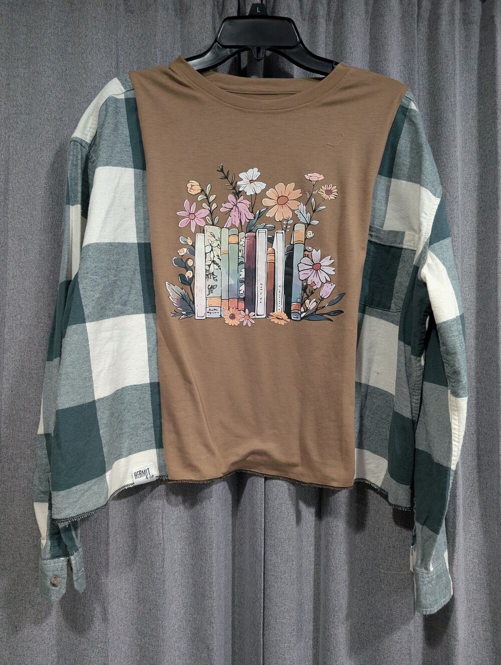 Upcycled Flannel Mash Up Top - Books